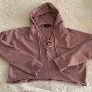 crop lace up hoodie